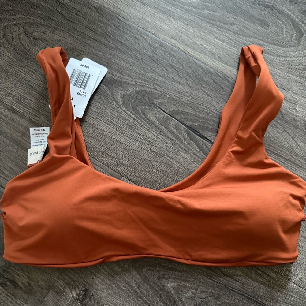L*Space Orange Scoop Neck Bikini top